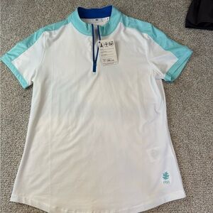 Women’s FootJoy White and Blue Polo Shirt- size Medium -NEW